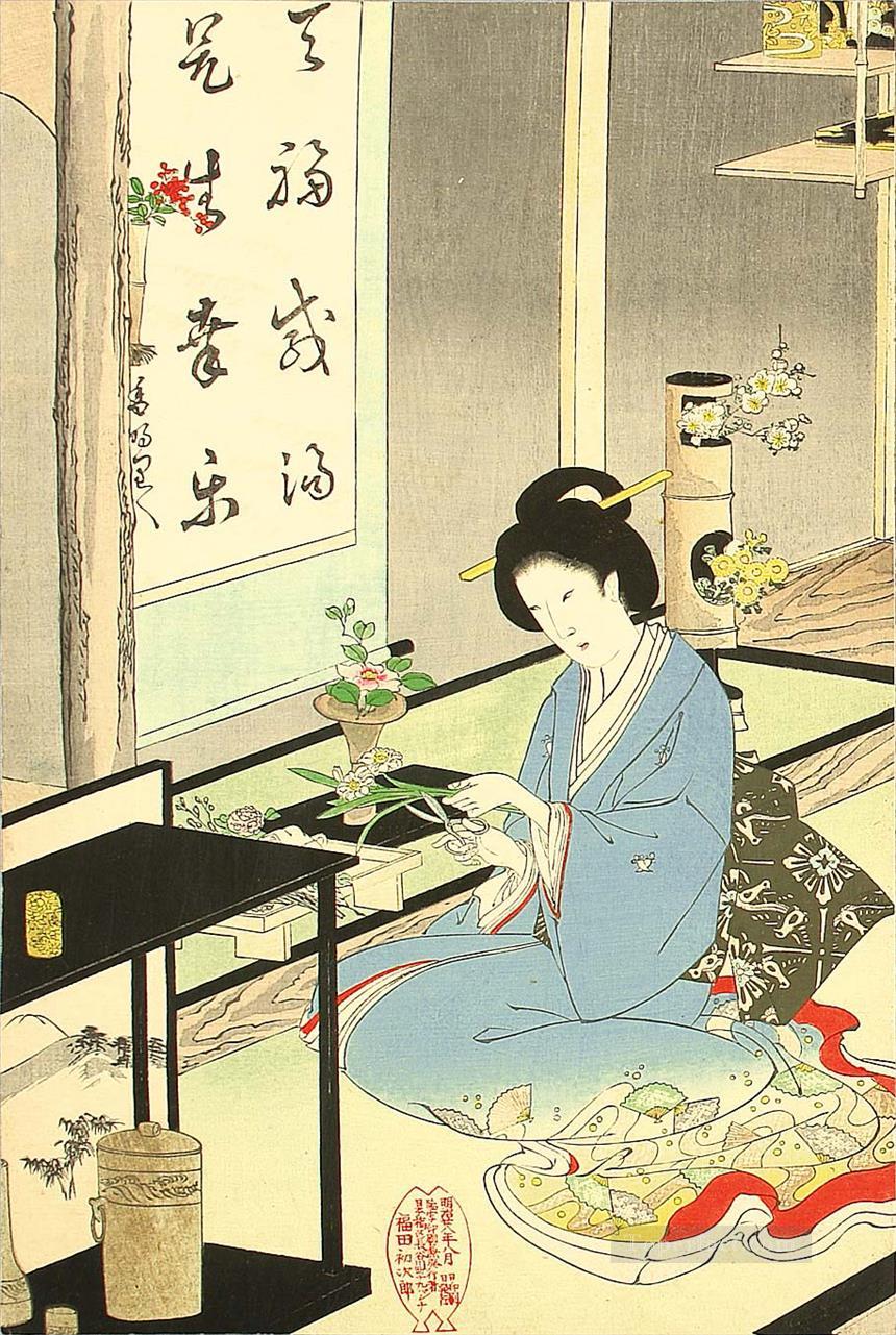 華道と茶道 1895年 豊原周信 日本人油絵